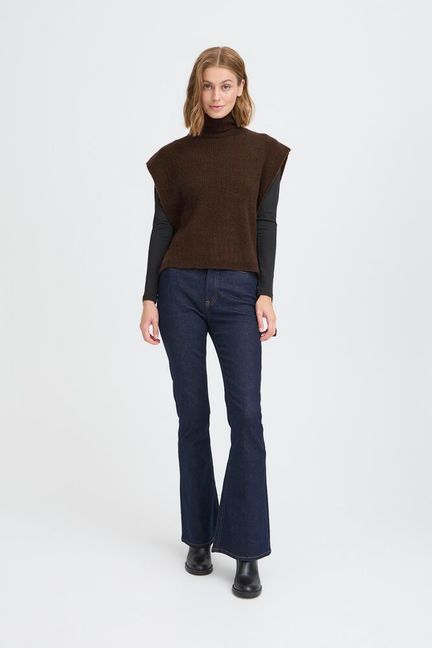ICHI Maise Poncho - Coffee Bean