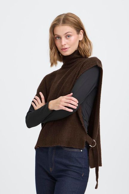 ICHI Maise Poncho - Coffee Bean