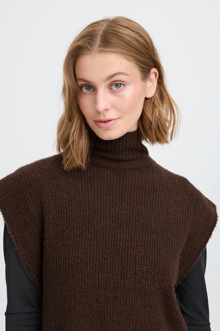 ICHI Maise Poncho - Coffee Bean
