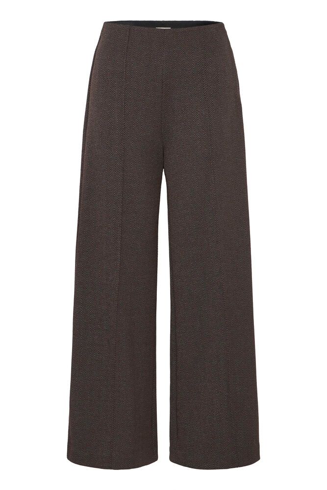 ICHI Kate Jacquard Pants - Black/Brown Herringbone