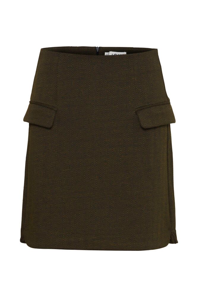 ICHI Kate Jacquard Skirt - Black/Brown Herringbone