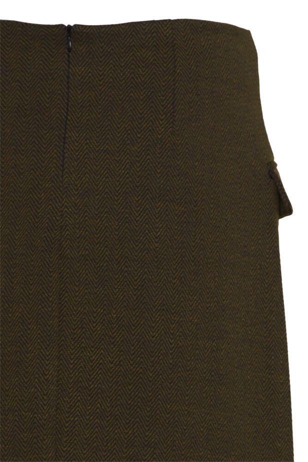 ICHI Kate Jacquard Skirt - Black/Brown Herringbone