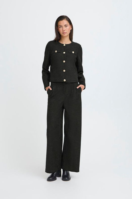 ICHI Kate Gleam Wide Leg Pants - Black