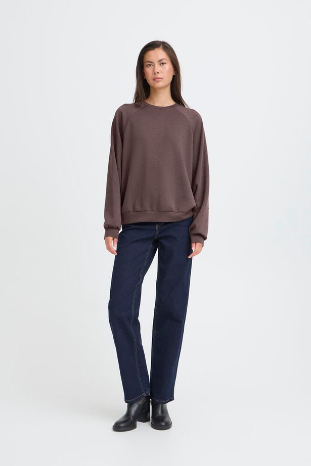 ICHI Amias Long Sleeve Jumper - Shale