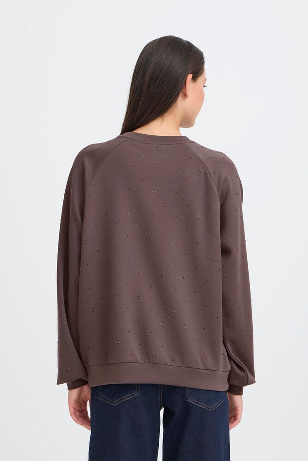 ICHI Amias Long Sleeve Jumper - Shale