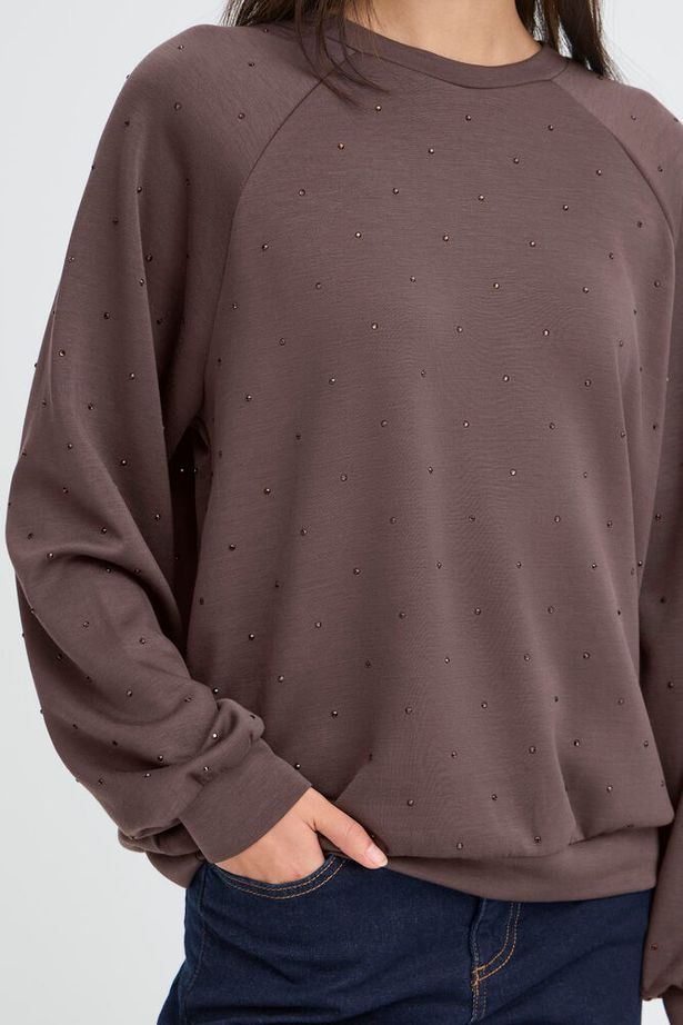 ICHI Amias Long Sleeve Jumper - Shale