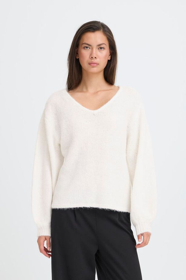 ICHI Dabria Jumper - Cloud Dancer White