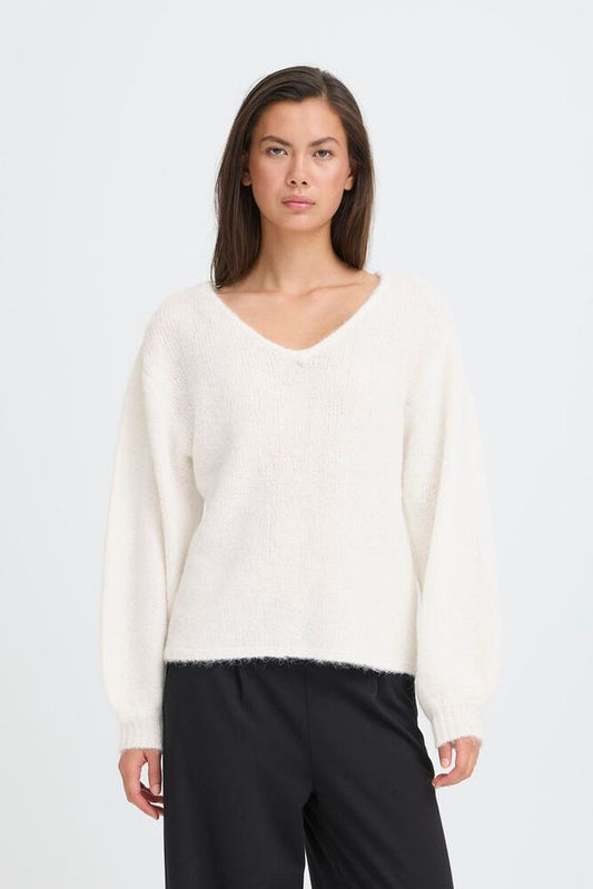 ICHI Dabria Jumper - Cloud Dancer White