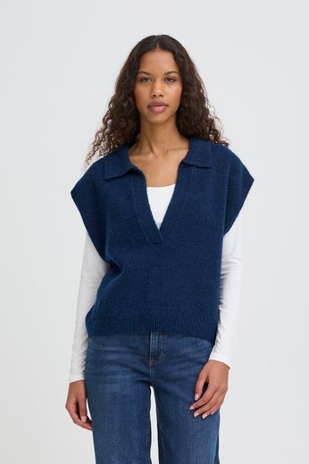 ICHI Povoke Tank Top - Blue Print