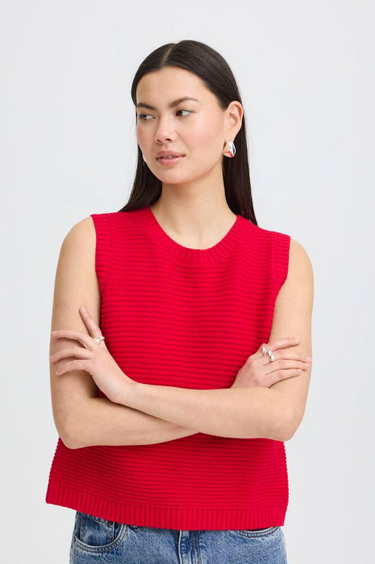 ICHI Dotties Top - Fiery Red