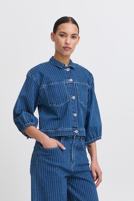 ICHI Cilk Jacket - Blue Stripe