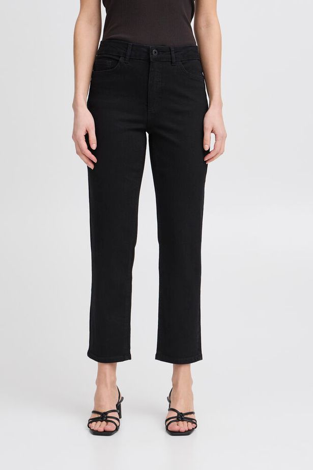 ICHI Wiggy Raven Cropped Jeans - Black