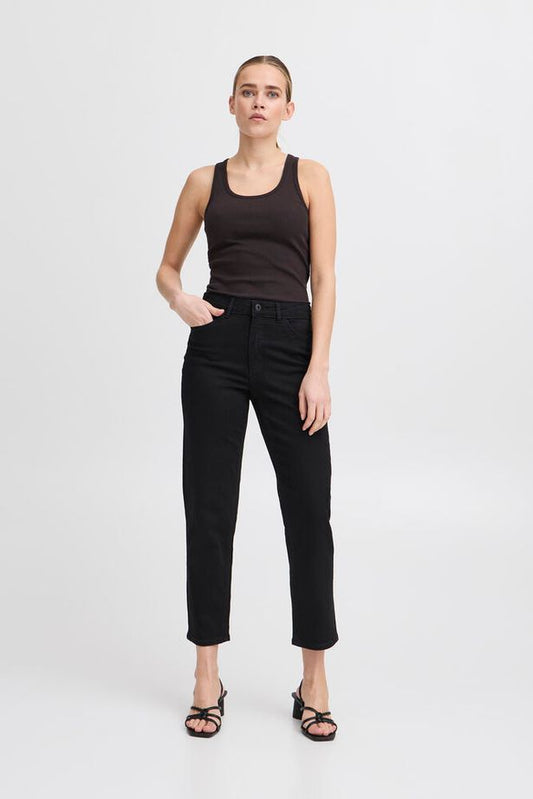 ICHI Wiggy Raven Cropped Jeans - Black