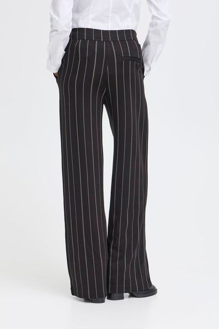 ICHI Ruti Wide Pants - Pinstripe Black