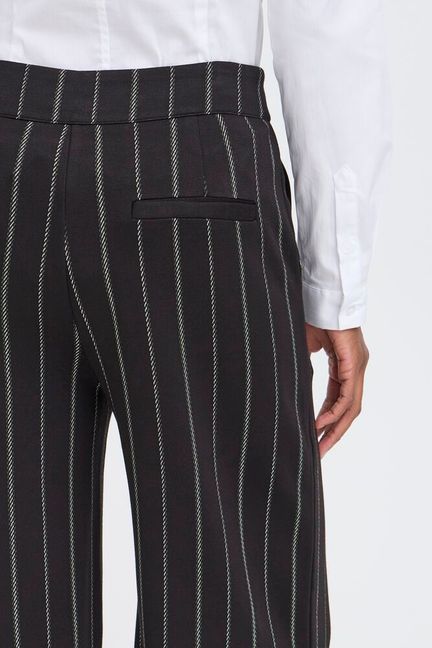 ICHI Ruti Wide Pants - Pinstripe Black