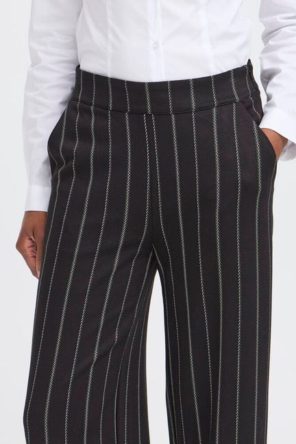 ICHI Ruti Wide Pants - Pinstripe Black