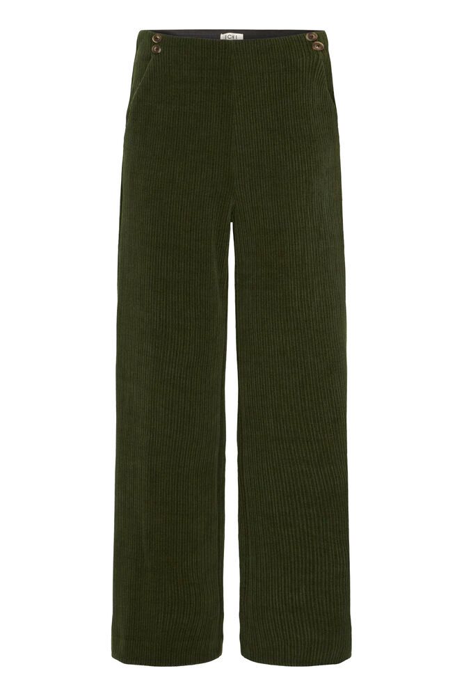 ICHI Kate Corduroy Trousers - Rifle Green