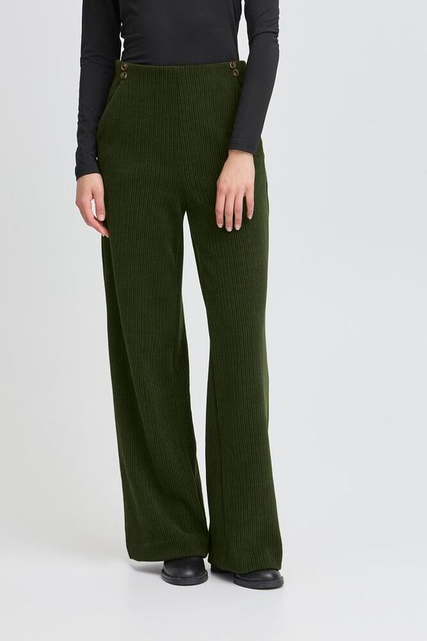 ICHI Kate Corduroy Trousers - Rifle Green