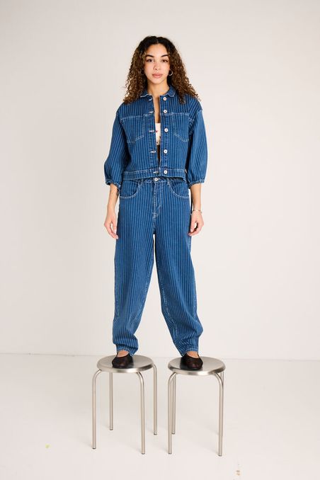 ICHI Cilk Jacket - Blue Stripe