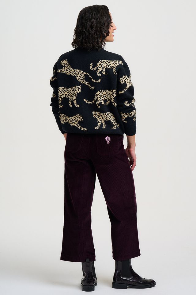 Solana Knitted Bomber Jacket - Monochrome Leoprards