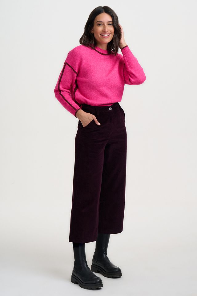Rozalia Jumper - Hot Pink Burgundy Trim