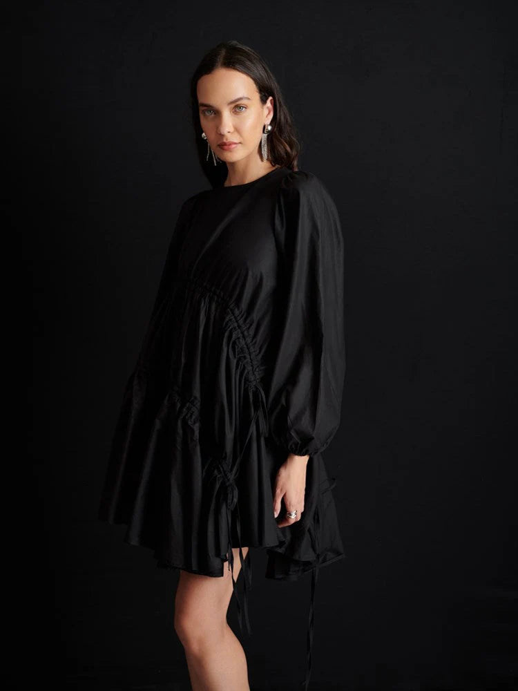 Ghospell Noor Ruched Dress - black