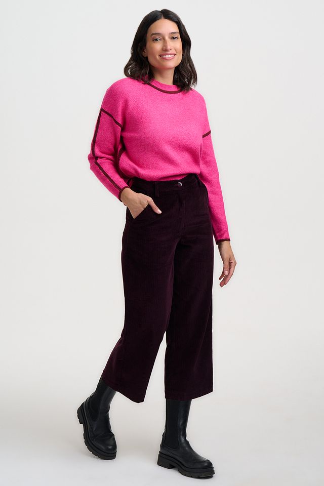 Rozalia Jumper - Hot Pink Burgundy Trim