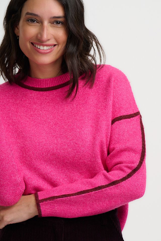 Rozalia Jumper - Hot Pink Burgundy Trim