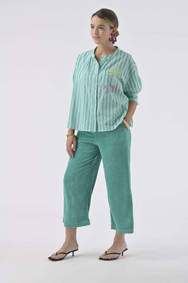 Orfeo Simone Shirt - Rayures Turqoises