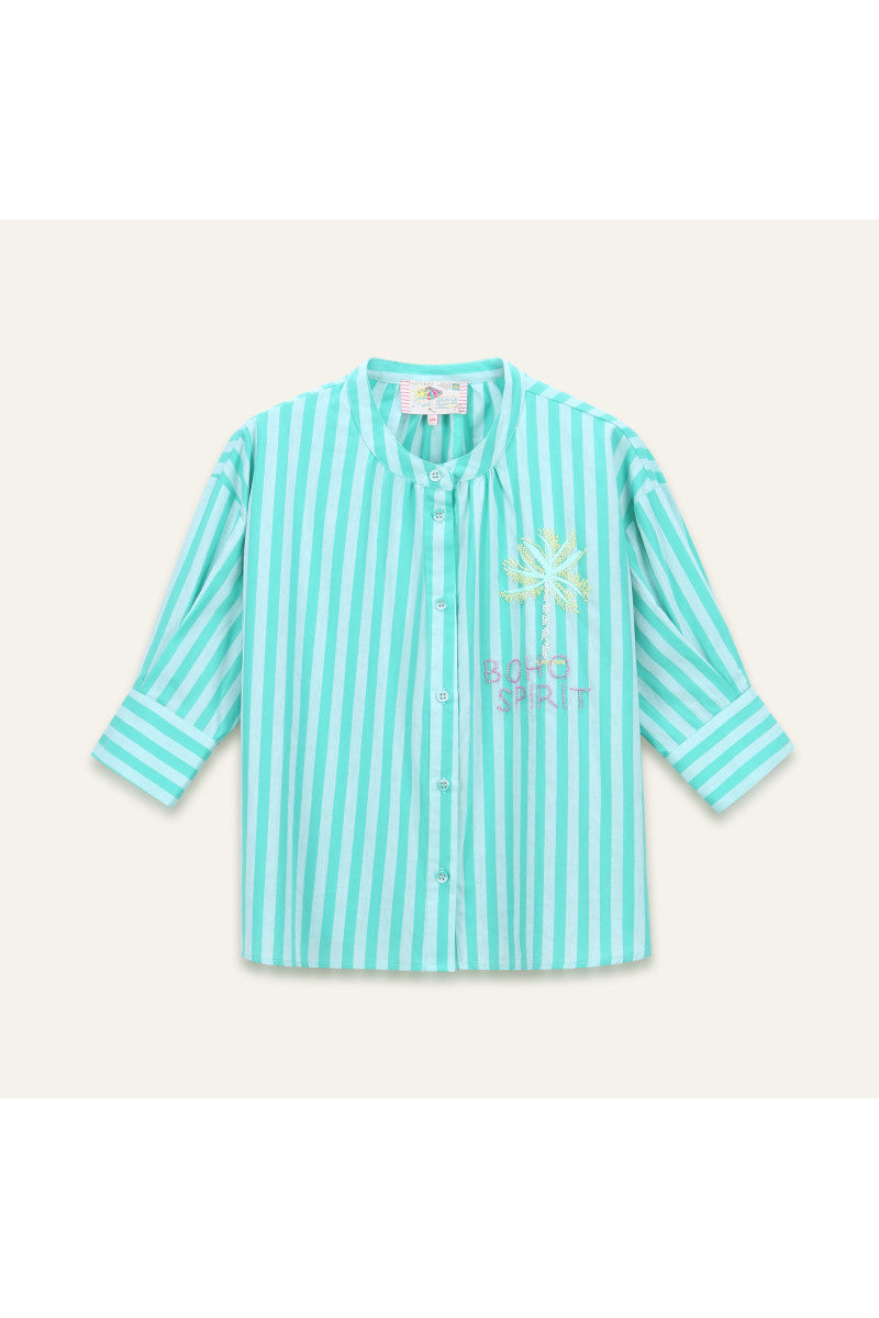 Orfeo Simone Shirt - Rayures Turqoises