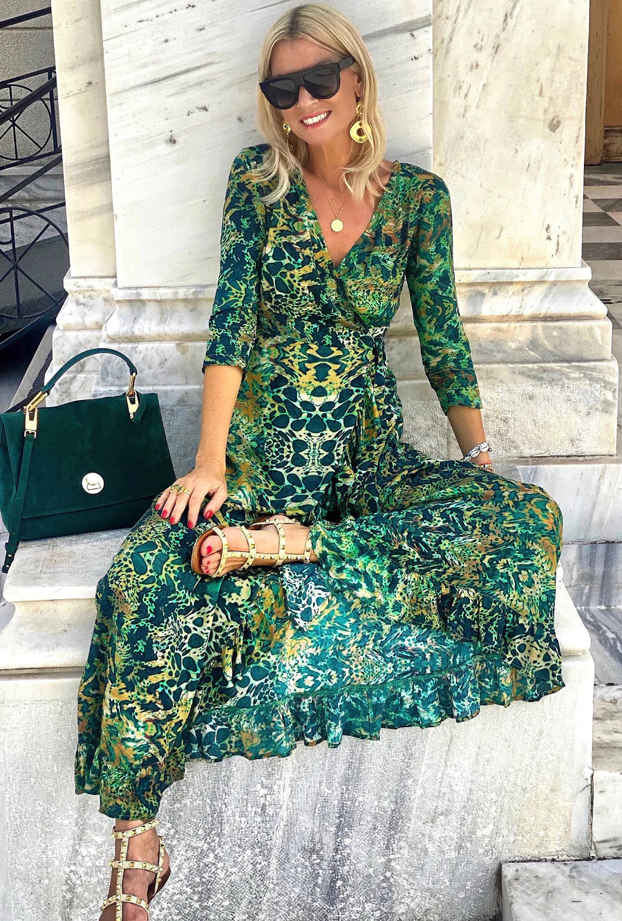 Sophia Alexia Emerald Leopard Dress