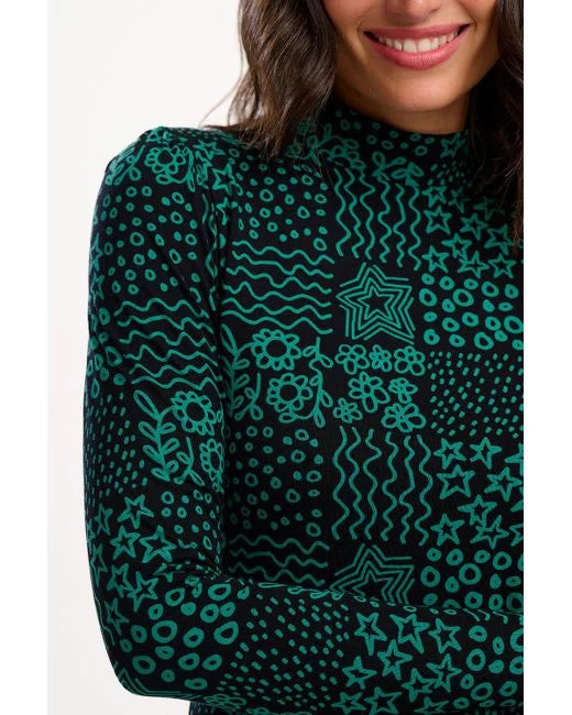 Taliah Jersey Midi Dress - Black/Green