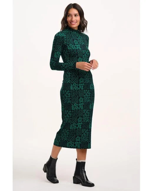 Taliah Jersey Midi Dress - Black/Green