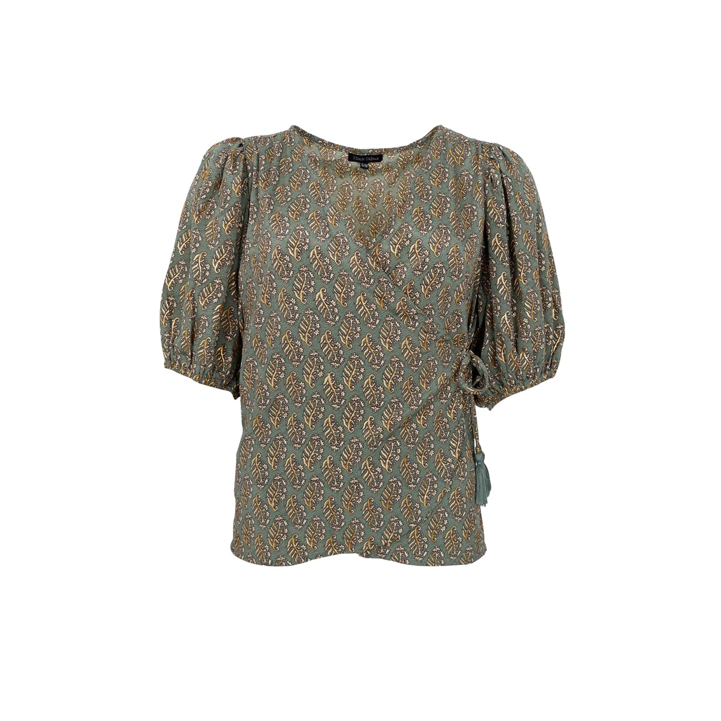 BC Luna Puff Sleeve Wrap Blouse - Olive Mist