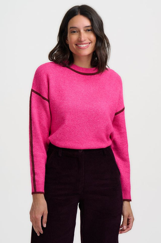 Rozalia Jumper - Hot Pink Burgundy Trim
