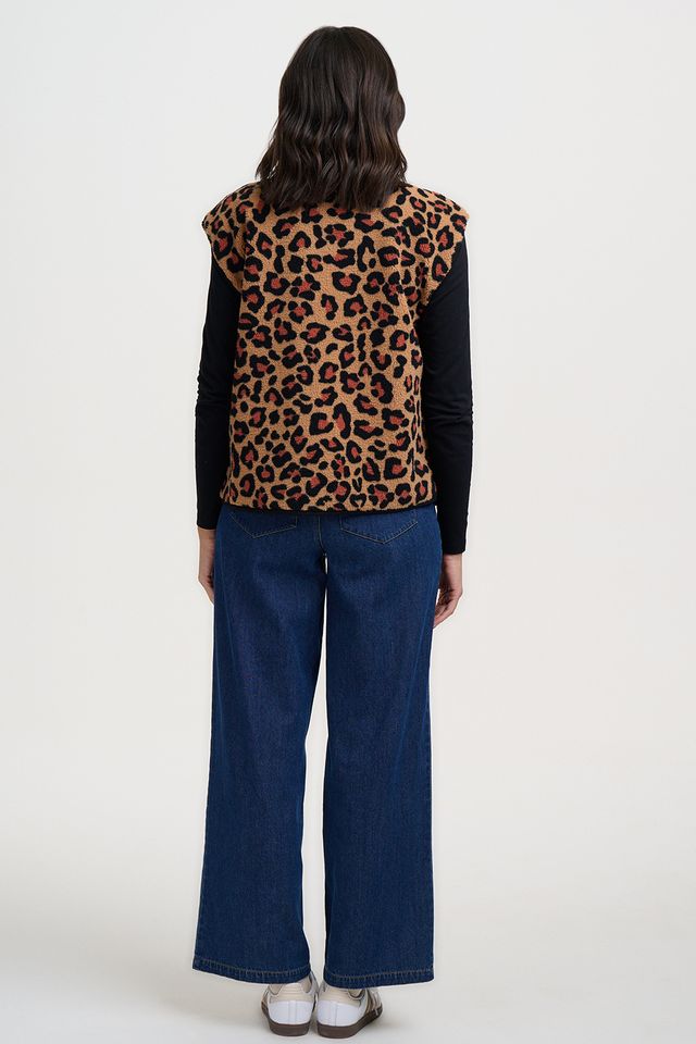 Sophie Fleece Gilet - Brown Leopard