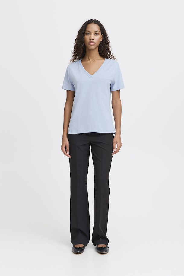 ICHI Palmer V-Neck Tee - Zen Blue