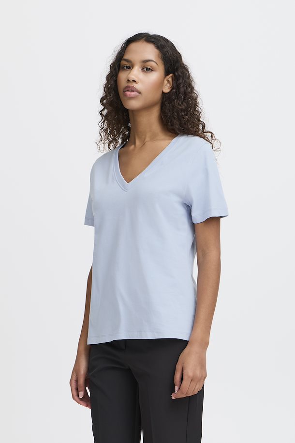 ICHI Palmer V-Neck Tee - Zen Blue